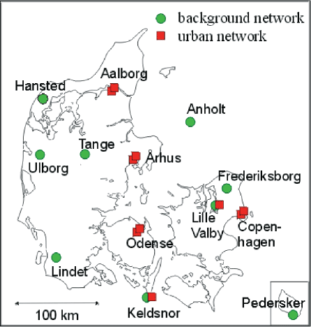 FIGURE H-6: AIR QUALITY MONITORING STATIONS IN DENMARK