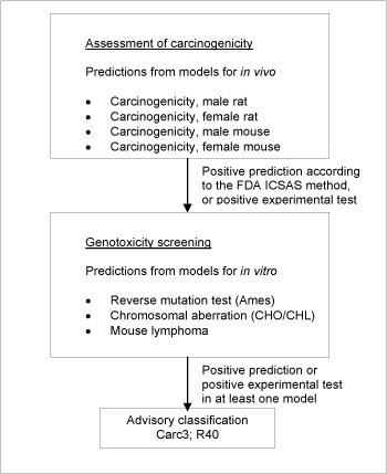 Figure 3: Schematic diagram illustrating the systematic evaluation applied to assign advisory classifications for carcinogenicity.