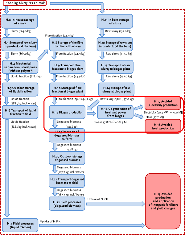 Processes H.15 to H.18: Biogas production, co-generation of heat and power and avoided heat and electricity production