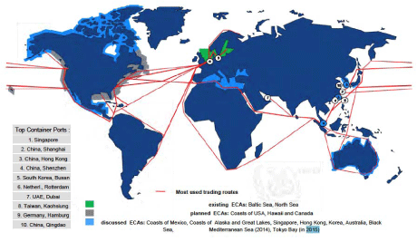 Figure 1­1 Map of existing and planned Emission Control Areas (ECAs)