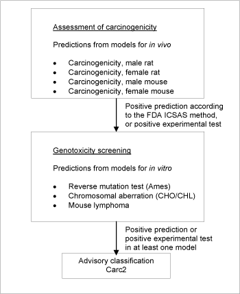 Figure 3: Schematic diagram illustrating the systematic evaluation applied to assign advisory classifications for carcinogenicity.