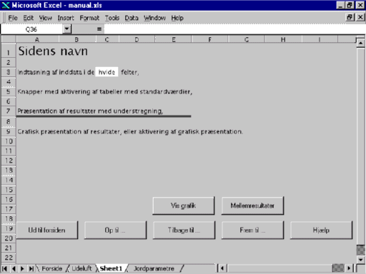 Regnearkets navigationsknapper