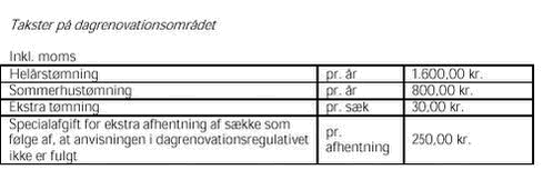 Klik på billedet for at se html-versionen af: ‘‘Takster på dagrenovationsområdet‘‘