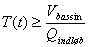 T(t) = V_bassin / Q_indløb