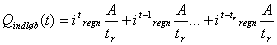 Q_indløb (t) = i^t regn A/t_r + i^(t-1) regn A/t_r ... + i^(t-t_r) regn A/t_r