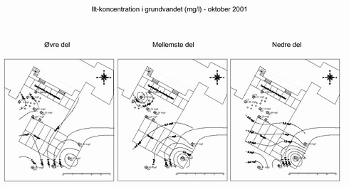 Klik på billedet for at se html-version af: ‘Ilt-koncentration i grundvandet (mg/l) - oktober 2001‘