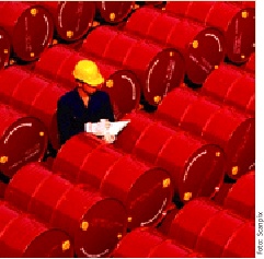 Billede af olietønder