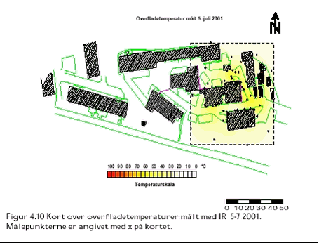 Figur 4.10 Kort over overfladetemperaturer målt med IR 5-7 2001