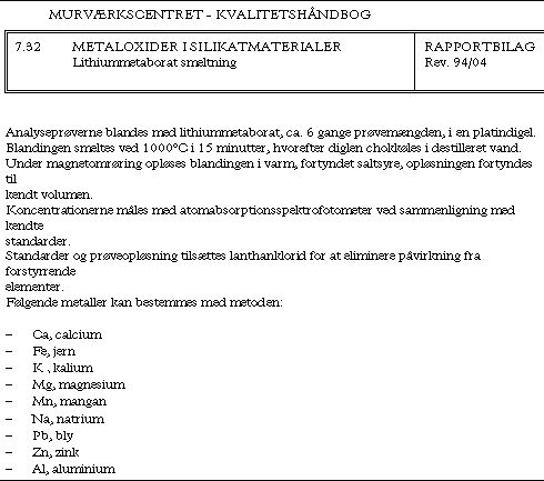 Figur A.1 Metode til bestemmelse af metaloxider i silikatmaterialer