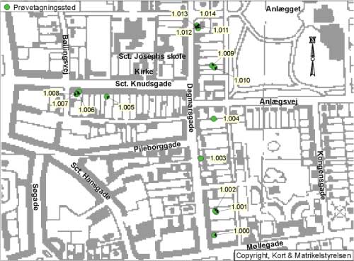 Figur 9.1 Oversigtsareal over testareal F – Sct. Knudsgade