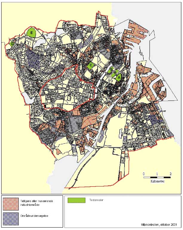Figur 2.2 Oversigtskort over den fysiske placering af testarealer i København