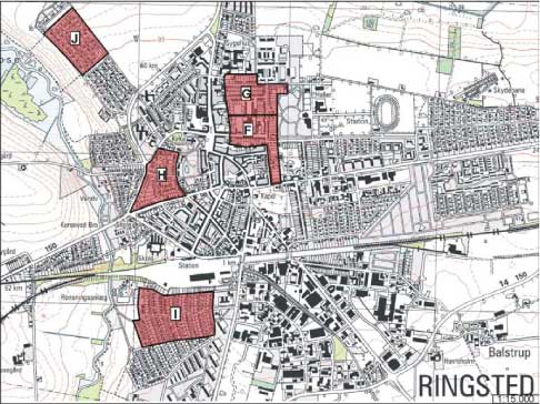 Figur 2.3 Oversigt over den fysiske placering af testarealer i Ringsted