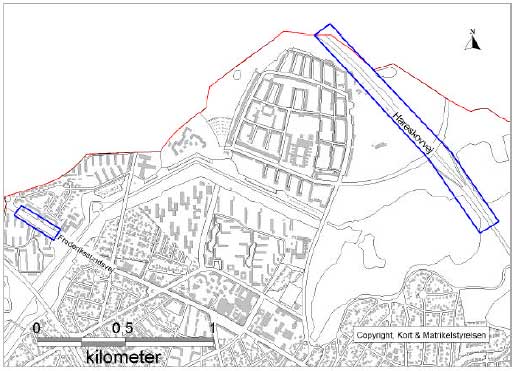 Figur 2.2 Oversigtskort over den fysiske placering af testarealerne i København