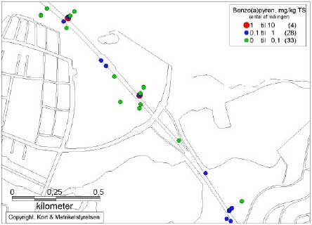 Figur 3.11 Kort over BaP-måliner – Hareskovvej