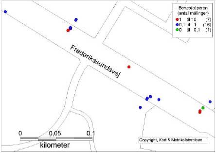 Figur 3.12 Kort over BaP-måliner – Frederikssundsvej