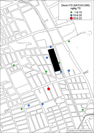 Figur 3.12 Kort over dioxinmålinger
