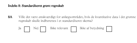 Indeks 8: Standardiseret gr�nt regnskab