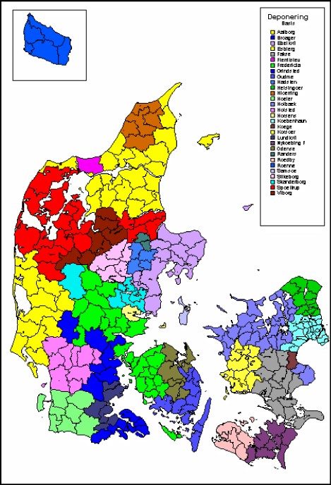 Figur 9.7 Oplandsområder til deponeringsanlæg, basissituationen år 2024