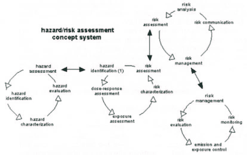Figur 3 Illustration af terminologi og fremgangsmåde ved en risikoanalyse, jf. IPCS og OECD (2004).