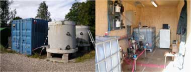 Procesmoduler bestod af betonbrøndringe som var placeret i det fri. Reaktortankene (palletanke) var placeret i en isoleret container sammen med styrings og gasopsamlingsudstyr.