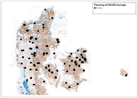 Figur 2.1. Placering af GRUMO-boringer