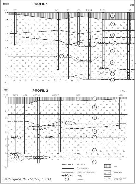 Figur 2.4 Geologiske profilsnit 1 og 2