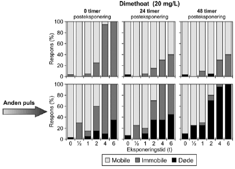 Figur 21: Gentagne pulseksponeringer med dimethoat 20 mg/l med 48 timers mellemrum
