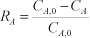 R<sub>A</sub>=C<sub>A,0</sub>-C<sub>A</sub>/C<sub>A,0</sub>
