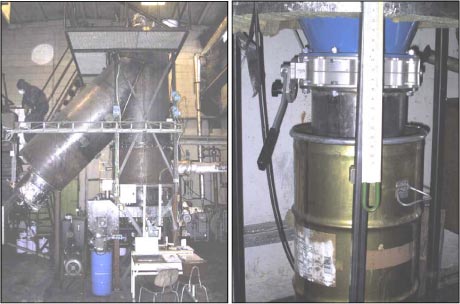Figur 8. TKE forgasseren (til venstre) samt nærbillede af kokstønde (til højre).