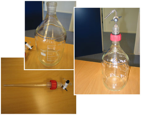 Figur 6.2 Eksempel på de testflasker der blev anvendt til de anaerobe nedbrydningsforsøg, fra /5/.