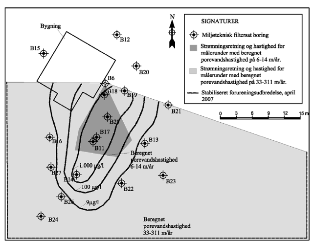 Figur B.13. Oversigtsplan med data udarbejdet i ImageJ og Surfer.
