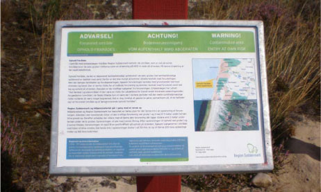 Advarselsskilt ved Kærgård Plantage. Foto: Region Syddanmark